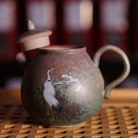 Керамический чайник с изображением аиста 260 мл. - фото 2