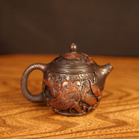 Чайник из Гуанси Лун Дан "Яйцо дракона", объемная резьба, Нисин Тао, керамика Циньчжоу 220 мл. - фото 2